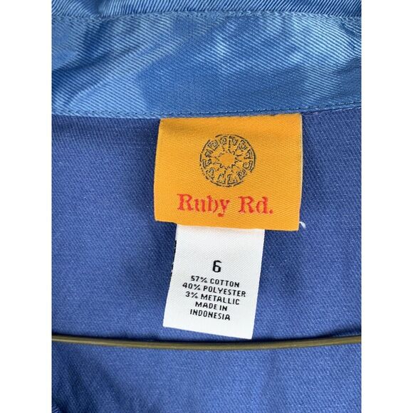 RUBY RD Solid Blue Shimmer Button Up Lightweight Jacket Women’s Size 6 - Picture 3 of 7